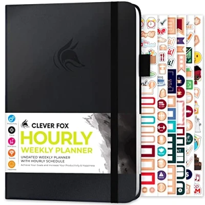 Image of Clever Fox Planner Schedule Undated Weekly &amp; Monthly Life with Time Slots, Appointment Book Daily Organizer, A5 (Black)