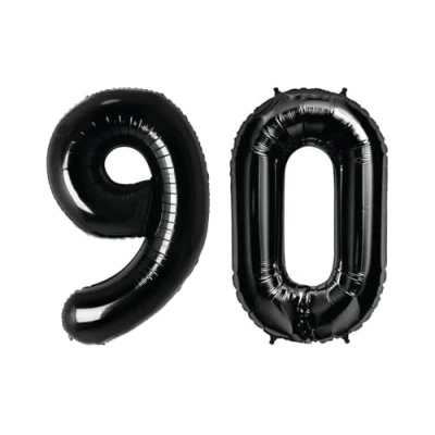 Image of Black Number 90 Foil Balloon, 101cm