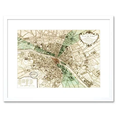 Image of Wee Blue Coo Map Plan De Paris France New Art Picture Framed Wall Print