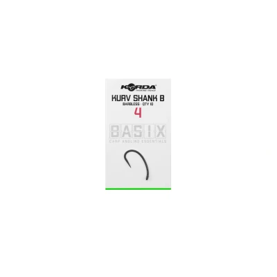 Image of Korda Basix Kurv Shank Hook Barbless Carp Fishing Hooks Pack Of 10 (4)