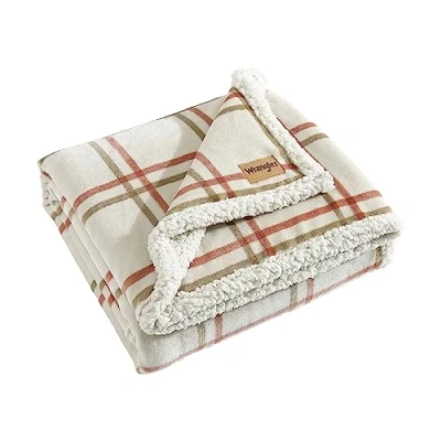 Image of Wrangler Ultra Soft Plush Home Decor, All Season Reversible Sherpa Bedding Throw Blanket, 50 x 60, Colt Bright Orange