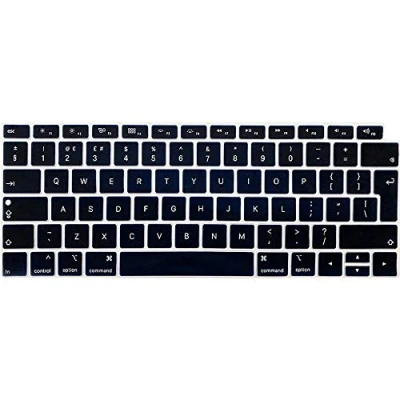 Image of FINDING CASE EU/UK Keyboard Cover Compatible 2018 Newest MacBook Air 13 Inch A1932 with Touch ID/Retina Display Waterproof Adhesive Protective Silicone Skin Black