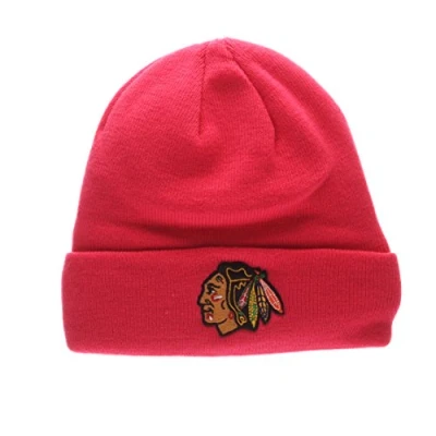 Image of Chicago Blackhawks Bright Pink &quot;POP&quot; Cuff Beanie Hat NHL Cuffed Winter Knit Toque Cap