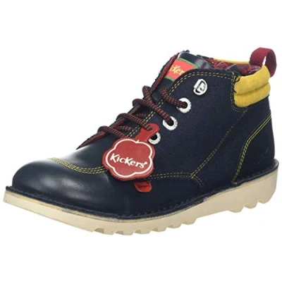 Image of Kickers Boys Boy&#039;s Junior Kick Hi Winterised Boots in Navy Leather Size UK 4 Infant