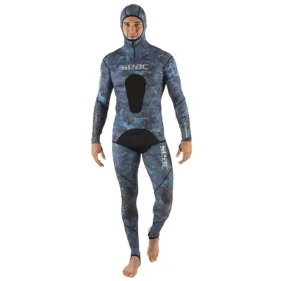Image of SEAC Blue Moon, Diving and Apnea Wetsuit, Two Pieces, Camo Blue, L