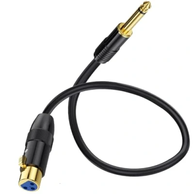 Image of HTGuoji XLR to 6.35mm 1/4 inch Cable, 3 Pin Female 6.35mm(1/4&quot;) TS Mono Jack Lead Unbalanced Guitar Cable Microphone Audio Adapter for Speaker Mic Mixer AMP (50cm)