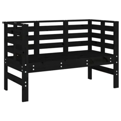 Image of vidaXL Garden Bench Solid Pine Wood Comfortable Seating with Armrests and Backrest Weather Resistant Design Black for Outdoor Spaces