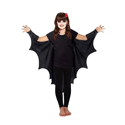 Image of HENBRANDT Children’s Bat Cape Costume Accessory for Kids Scary Fancy Dress Outfit Vampire Wings Witch One Size Ages 4 12 Halloween Boys and Girl
