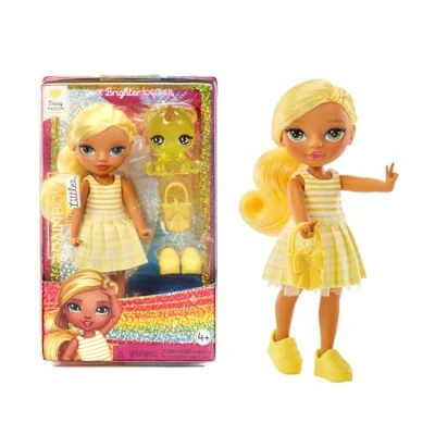 Image of Rainbow High Littles Daisy Madison Small, Posable Fashion Doll Yellow 14 cm Tall with Purse and Magical Pet Bear Suitable for Kids Collectors