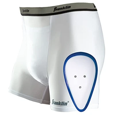 Image of Franklin Sports Adult Compression Short with Cup X Large, White