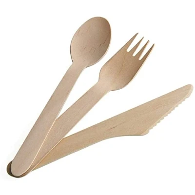Image of We Can Source It Ltd Birchwood Disposable Cutlery Set Eco Friendly 100% Natural Biodegradable Fully Compostable For Parties BBQ Picnics and Events 300 Pack (100 Each of Spoons, Forks &amp; Knives)