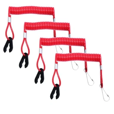 Image of 4 x Motor Cycling Outboard Engine Lanyard Kill Stop Switch Safety Cord Compatible with Yamaha etc