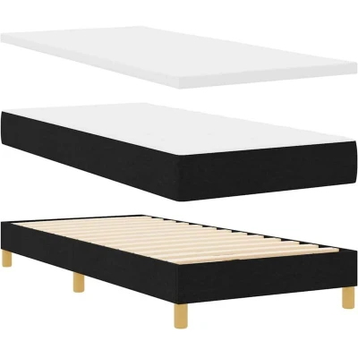 Image of Box Spring Bed with Mattress Black 90x200 cm Fabric vidaXL