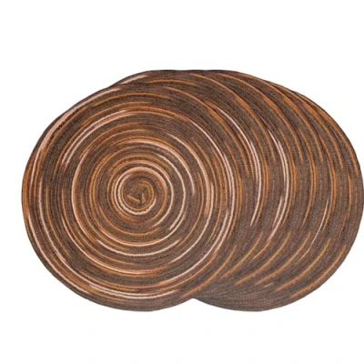 Image of SCF2017 30CM Round Woven Cotton Yarn Placemats Heat Resistant Table Mats Set of 6,Coffee