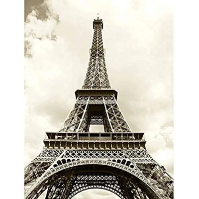 Image of Wee Blue Coo Eiffel Tower Sepia Paris France Iconic Art Large Print Poster Wall Decor 18x24 inch