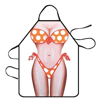 Image of TOPWAYS® Funny Novelty Cooking Apron, Sexy Kitchen Apron BBQ Party Adult Chefs For Men Women Gift (Orange Bikini women)
