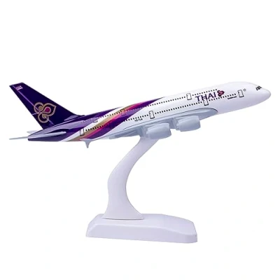 Image of Bswath Model Airplane 1:300 Scale Thailand Airbus 380 Plane Metal Alloy for Gift and Decoration