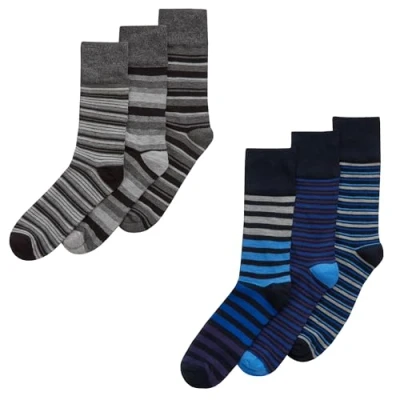 Image of INSIGNIA Mens Bamboo Socks Comfort Top Soft Elasic 6 Pairs (UK, Numeric, 6, Regular, Stripe 2)