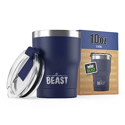 Image of Beast Tumbler 300 ml (10 oz), Royal Blue Reusable Stainless Steel, Vacuum Insulated Cup Double Wall Travel Flask Perfect for Hot or Iced Coffee BPA Free
