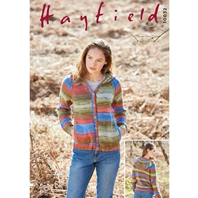 Image of Hayfield Spirit Double Knit Knitting Pattern 10032 Hooded Cardigan