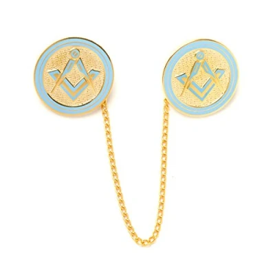 Image of The Masonic Collection Craft Ladies Regalia Gown Clips Gold Plated Chain Square and Compass Design Comes in Beautiful Velvet Pouch A Perfect Gift Accessory For Freemason Men
