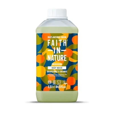 Image of Faith In Nature Natural Grapefruit &amp; Orange Body Wash, Energising Shower Gel, Vegan Cruelty Free, No SLS or Parabens, 2.5L Refill