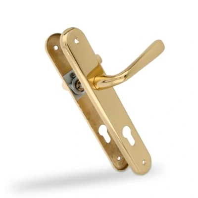 Image of Amig 252PB85 Polished Brass Door Handle Set Corrosion Resistant, Easy Installation Ideal for Interior &amp; Exterior, 250x40mm, Poliert, Messing