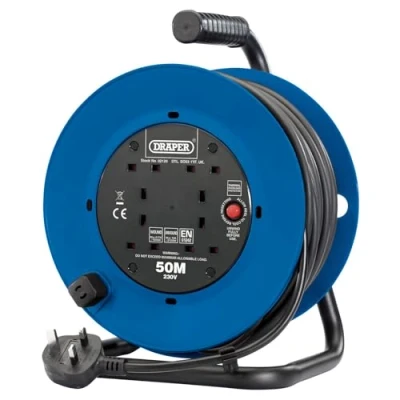 Image of Draper 230V Four Socket Industrial Cable Reel, 50m
