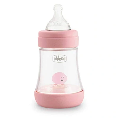 Image of Chicco Perfect 5 Anti Colic Bottles with Silicone Teat, Slow for 0+ Months, Bio Functional, Intuiflow System, Pink, 150 ml