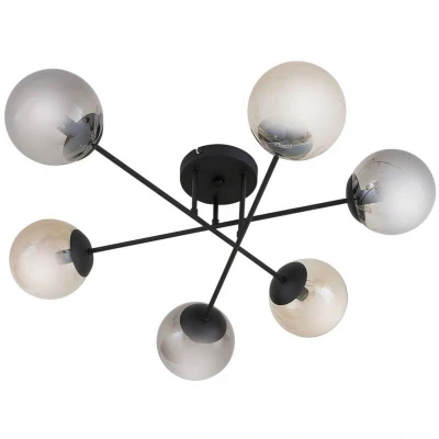 Image of Lindby Isamer ceiling light, smoke grey/amber, Ø 80 cm, globe
