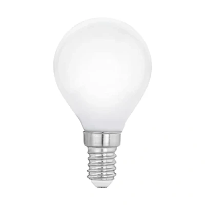 Image of EGLO E14 LED light bulb Milky, drop shaped opaque Edison lamp, 4 watt (equivalent to 40 watt), 470 lumen, warm white glow, 2700 Kelvin, P45, Ø 1.8&quot;