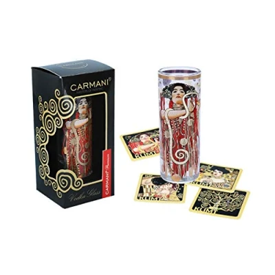Image of Carmani Fancy Shot Glass Decorated with Gustav Klimt &#039;Hygieia Detail from Medicine&#039; Painting 60ml