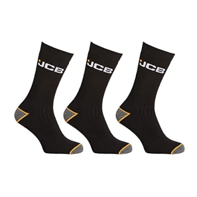 Image of JCB Socks Outdoor Activity Men&#039;s Boot Work 3 Pack UK 6 8.5 (as8, numeric, numeric_6, numeric_8_point_5, regular, Black)