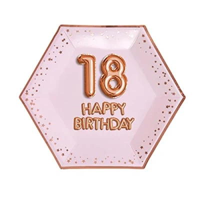 Image of Neviti 773185 Glitz &amp; Glamour Plate Large Pink Rose Gold Age 18 Paper