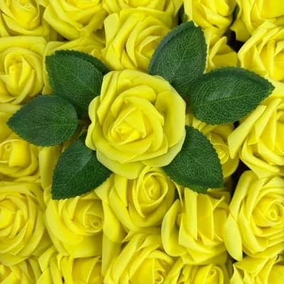 Image of SECALIFE 25 Pieces Artificial Flowers Roses, Real Touch Foam Rose Fake Roses for Wedding Bouquets, Valentine&#039;s Day, Mother&#039;s Baby Shower, Home Decoration, Yellow