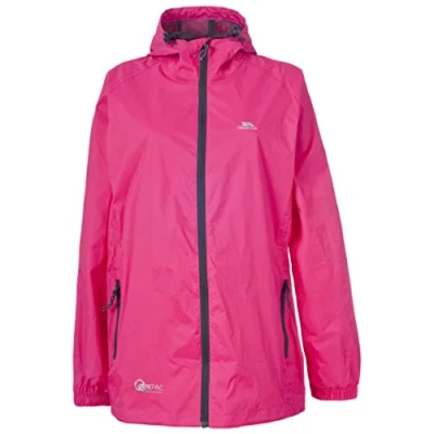 Image of Trespass Qikpac Jacket, Sasparilla, XS, Compact Packaway Waterproof Jacket Adult Unisex, X Small, Pink