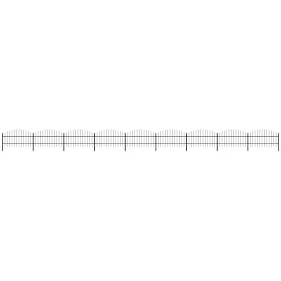 Image of vidaXL Garden Fence with Spear Top Steel (0.75 1)x15.3 m Black