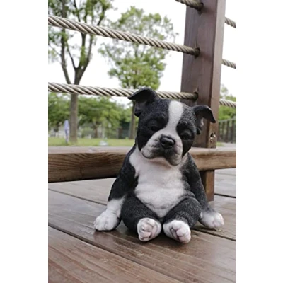Image of HiLine Gift Ltd. Boston Terrier Sitting Sleepy Statue