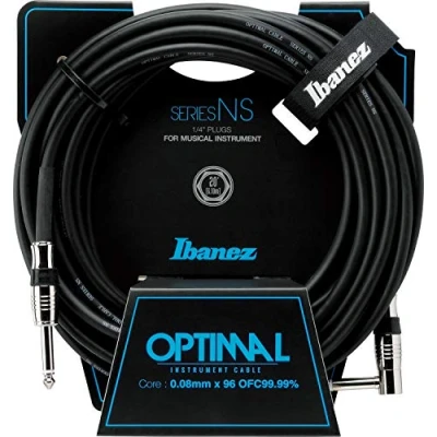 Image of Ibanez Straight and Right Angle Plugs Guitar Instrument Cable, 20 ft