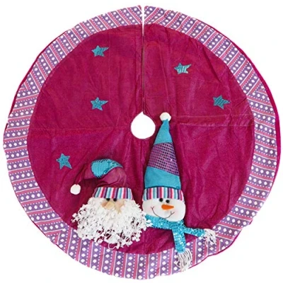Image of Christmas Concepts® Tree Skirt Decorations (48 Inch) (122cm) Purple Santa and Snowman)
