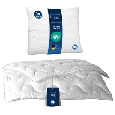 Image of LILENO HOME Duvet 135 x 200 cm Set with Pillow All Year 80 as a Blanket and Antibacterial Equipment Boil Proof up to 95 C