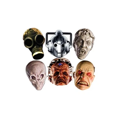 Image of Star Cutouts SMP70 BBC Doctor Who Monster Halloween Masks, Party 6 Pack (Cyberman, Smiler, Davros, Weeping Angel, Empty Child &amp; Silent) Child/Silent, One Size