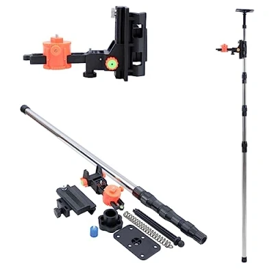 Image of TOPWAY Laser Level Telescopic Pole 115 450 cm Stainless Steel Extendable Floor to Ceiling Rod with Holder and Nylon Bag, for Rotary Cross Line Lasers Fast Flexible Positioning
