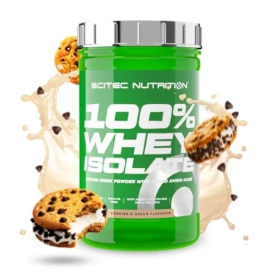 Image of Scitec Nutrition 100% Whey Isolate Pure Protein Power with BCAAs Glutamine &amp; Arginine Sugar Gluten Free Formula, 700 g, Cookies Cream