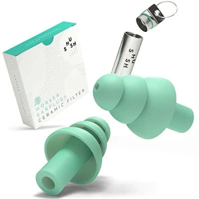 Image of Shush Worker Earplugs High Performance Hearing Protection Prevent Occupational Loss Ceramic Filter (SNR 23dB) Reusable Over 365 x