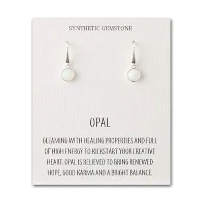 Image of Philip Jones Synthetic White Opal Drop Earrings with Quote Card