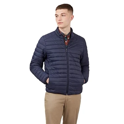 Image of Ben Sherman Mens Lightweight Padded Funnel Neck Jacket in Navy Nylon Size X Large