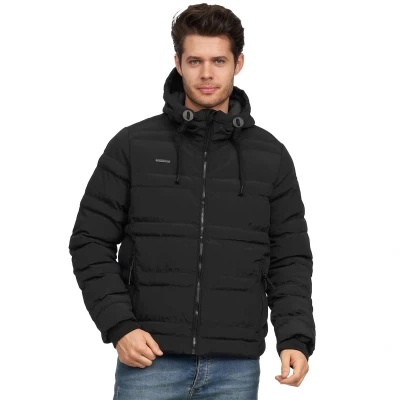 Image of Brave Soul Bravesoul Mens Puffer Jacket Winter Hooded Coat Black Size Medium