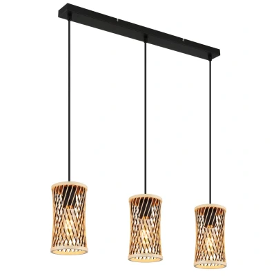 Image of Mali Bar Pendant Ceiling Light Matt Black 3x E27