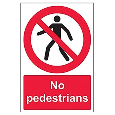Image of V Safety No Pedestrians Prohibition Sign 200mm x 300mm 1mm Rigid Plastic